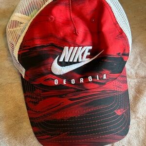 Nike White and Red Mesh Cap
